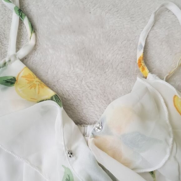 Japna Womens mini dress size medium lemons printed wrap adjustable straps nwt - Picture 10 of 13